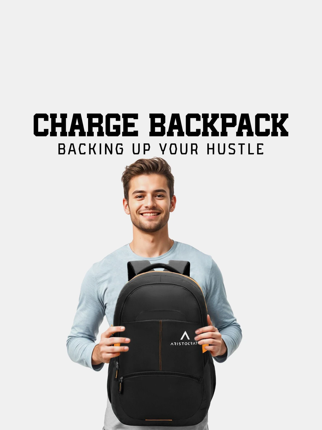 ARISTOCRAT Large 32 L Laptop Backpack Charge , 32L With Multiple Utility Pockets & Rain Cover (Black) - Image 2